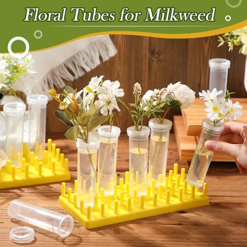 Hushee 100 Pcs 60ml 4.33 Inch Floral Tubes for Milkweed Large Flowers Water Tubes for Milkweed Cuttings Flower Floral Arrangements Butterfly Habitat