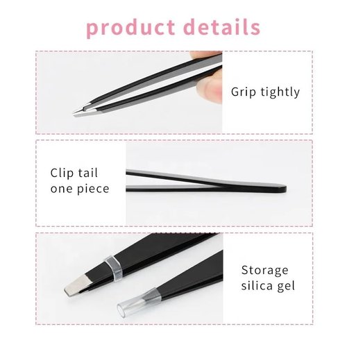 Tweezers Set with Travel Case for Ingrown Hair - Professional Stainless Steel Tweezers for Eyebrows - Best Precision for Facial Hair for Women & Men, Splinter 4-Piece Set Hair Removal (Black)