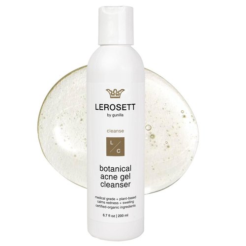 LEROSETT Botanical Acne Cleanser, Foaming Gel Face Wash for Acne Prone, Vegan, Blackheads & Oily Skin 50% Calming Aloe, 2% Salicylic Acid, All Skin Types. Vegan - 6.7oz 60-Day