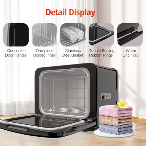 Towel Warmer Cabinet, 8.5L Professional Small Hot Towel Warmer Heating Use for SPA, Massage, Salon, Barber and Home - Black