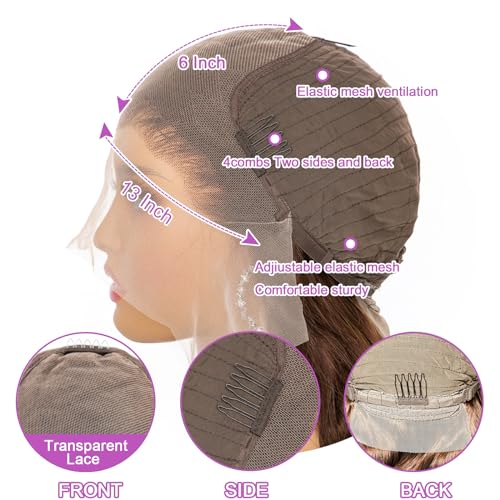 MISSJAY Chocolate Brown Lace Front Wig 20 Inch 13x6 Hd Lace Front Wigs Human Hair Body Wave Lace Front Wigs Human Hair 180 Density Human Hair Wigs