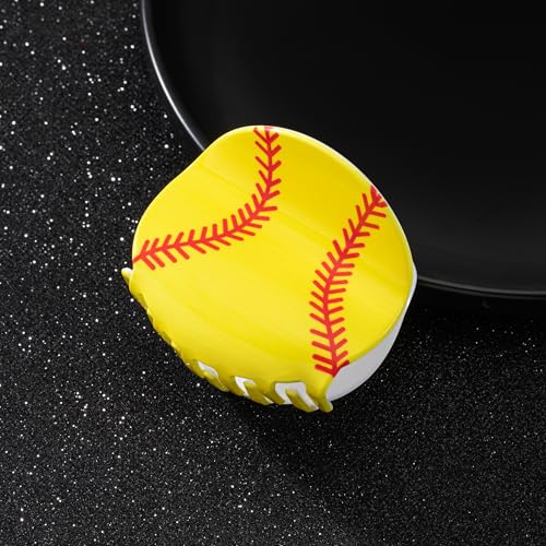 Sports Softball Hair Claw Clips for Women,Game Day Soft Ball Hair Jaw Barrette, Acrylic 3.1inch Big Hair Claw Clips for Thick and Thin Hair Accessories Gifts