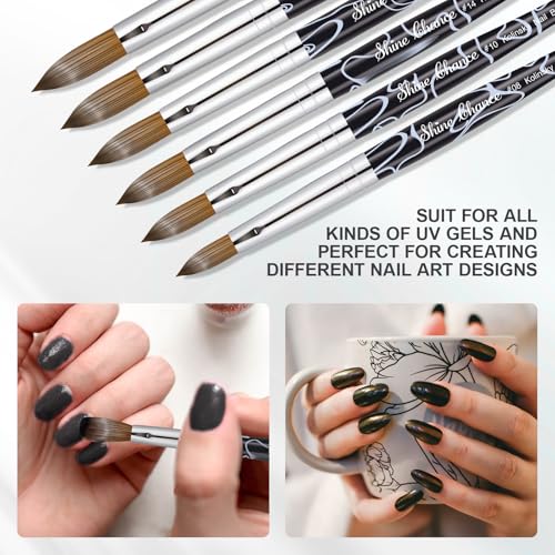 Acrylic Nail Art Brush Size 18, 100% Pure Kolinsky Hair Oval Nail Brush for Acrylic Application, Professional Nail Extension Manicure Tool Striping Nail Drawing Pen for DIY Home Salon