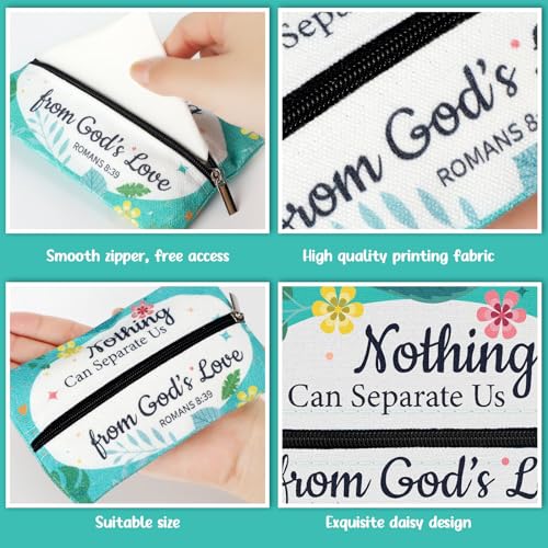 Zhanmai 20 Pcs Pocket Tissue Holder Bible Travel Purse Tissue Holder with Christian Inspirational Verse Floral Travel Pouch Reusable for Women Men Employee Appreciation Church Gifts Bulk 5 x 3 Inch