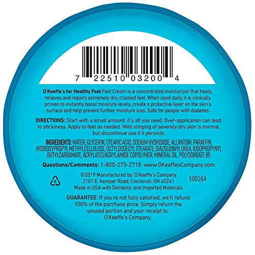 O'Keeffe's K0320001-8 Healthy Feet Foot Cream in Jar (8 Pack), 3.2 oz