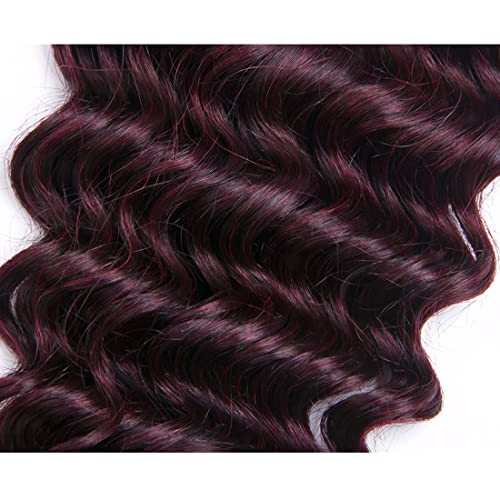 26 28 30 Inch 1b99j Red Bundles Burgundy Deep Wave Human Hair Bundle 8a Peruvian Virgin Remy Hair 3 Bundles Two Tone Burgundy Soft Hair Extensions