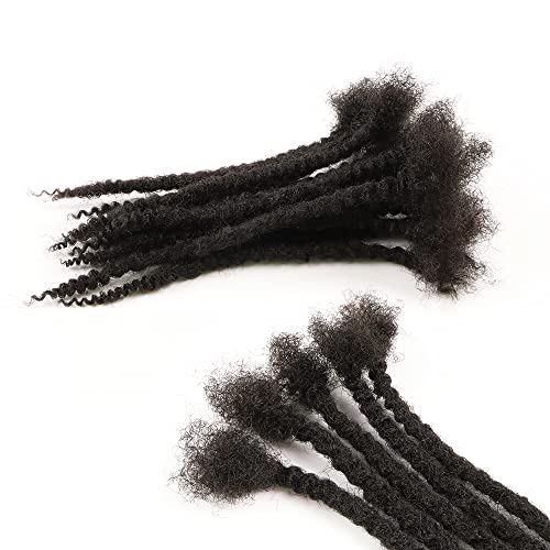 Orientfashion 8inch Textured loc Extensions Human Hair Curly Ends 0.8cm Thickness Full Hand-made Permanent Dreadlock Extensions Human Hair for Women/Men(8inch 70strands, 0.8cm Natural black)
