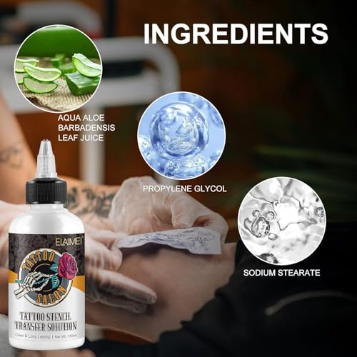 Tattoo Stencil Transfer Gel Solution, Tattoo Stencil Gel, Transfer Gel for Tattooing, Stencils Primer Stuff Stencil Gel for Tattooing Paper Machine Temporary Tattoo Supplies, 150 ml / 5.1 fl oz