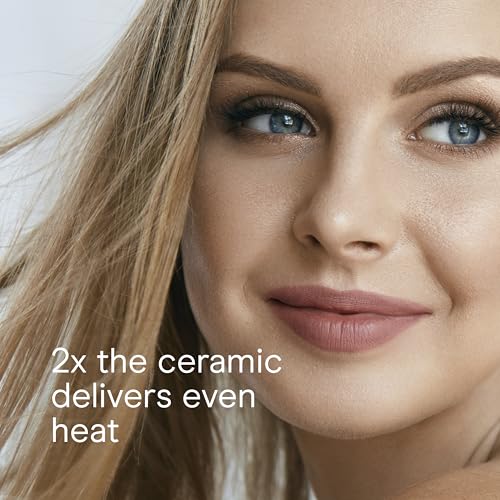Conair Double Ceramic Flat Iron, 1-Inch Flat Iron Hair Straightener with Claw Clip, 5 Heat Settings, Extra-Long Floating Plates, White