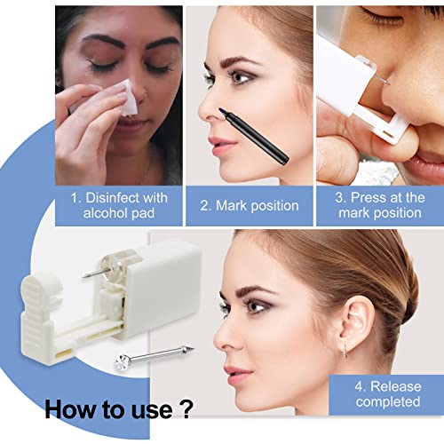 Rayyl Nose Piercing Gun Kit - 24Pcs Disposable Nose Piercing Gun with Built-in Nose Stud