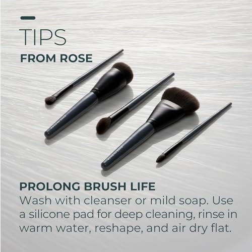 Rose and Ben Beauty Essential 5 Piece Makeup Brush Set and Travel Case | Professional Eye and Face Brushes for Liquid, Cream and Powder Formulas | Cruelty Free