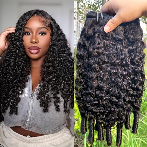 PERISMODA Burmese Curly Bundles Human Hair 100% Unprocessed Raw Virgin Water Wave Quick Weave Hair Bundles with Spiral Curly Ends 15A 3C4A Kinky Curly Human Hair One Bundles Natural Black 26 Inch