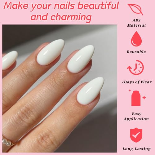 120pc White Almond Press on Nails Short Fake Nails Press ons for Women Acrylic Nails Press on Nails&Glue Tabs, Short White Press on Nails Almond False Nail Tip Stick on Artificial Fingernail