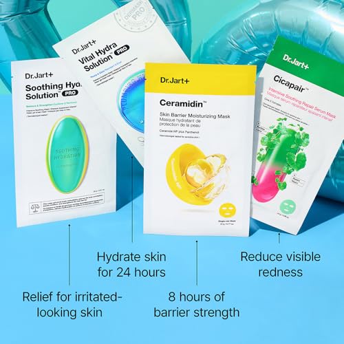 Dr.Jart+ Art Start Hydrating and Soothing Korean Face Mask Value Set | Korean Skin Care Set of 4 Masks