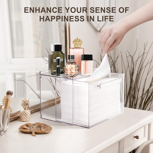Disposable Facial Towels Storage Box - Acrylic Container Compatible With Clean Skin Club Clean Towel XL - Wall-Mounted Makeup Organizer With Drawer (Excluding Facial Towels)