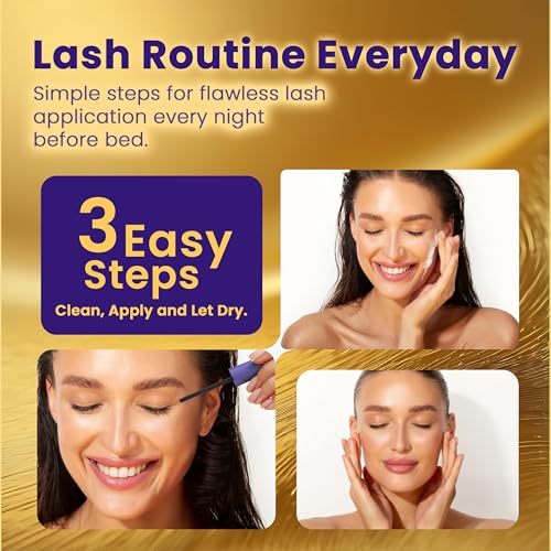 Prostaglandin-Free Eyelash Growth Serum for Thicker Longer Fuller Lashes, Lash Enhancing Serum, Lash Boost, Eyelash Lift, Vegan & Cruelty-Free for Sensitive Eyes, 3ml, 90-Day Supply