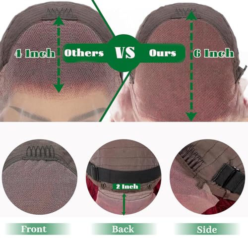 30 Inch 99J Burgundy Wig Human Hair 13x6 Body Wave Lace Front Wigs 180% Density Red Wine Glueless Wigs Pre Plucked for Women