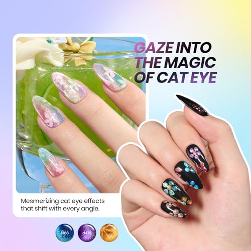 Beetles Winter Gel Polish Set Cat Eye Gel Nail Polish 48 Colors Red Green Brown Blue Nude Pink Jelly Glitter Shell Shread Salon DIY at Home UV LED Needed Gifts for Women Vivid Moments