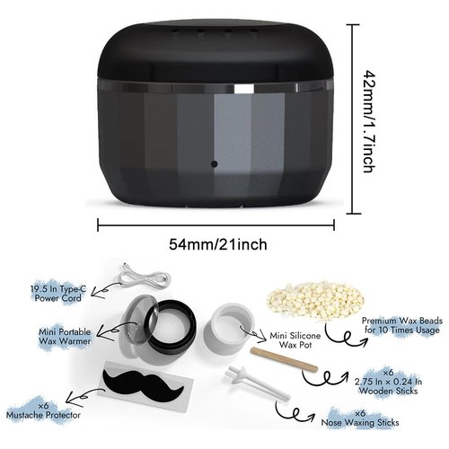 FONESO Nose Wax Kit, Mini Wax Warmer for Eyebrow Ear Hair Removal with Silicone Bowl (Small)