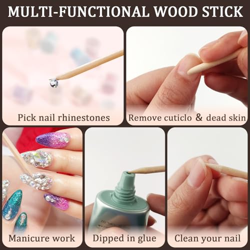 200PCS Orange Wood Nail Sticks, 4.5-Inch Double Sided Cuticle Pusher and Remover, Manicure and Pedicure Tool for Nail Art