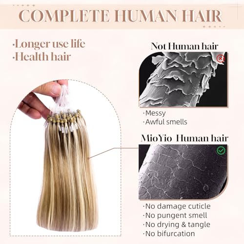 Microlink Hair Extensions Human Hair 18613 Blonde 30g/43s/Pack 14inch Microbead Micro Loop Hair Extensions Real Human Soft and Glossy Longer Life