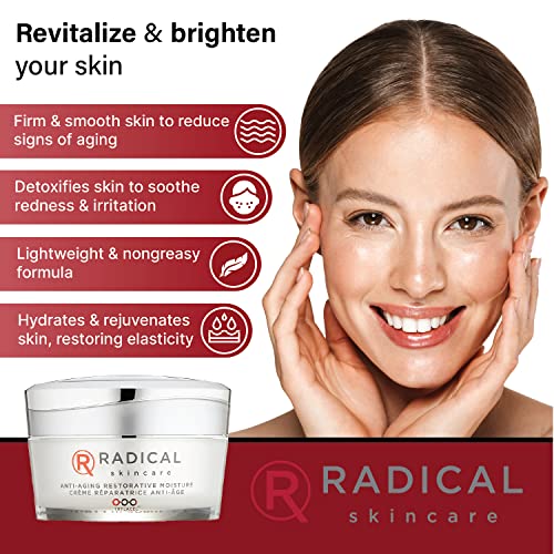 Radical Skincare Anti Aging Restorative Moisturizer - w/Jojoba, Vitamin E, & Aloe | Hydrating | Antioxidant Rich, Non-Drying, Gentle | For All Skin Types | Paraben & Cruelty Free (1.7 Oz)