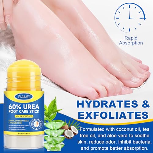 Urea Foot Cream - Urea Cream 60% for Feet Maximum Strength with 2% Salicylic Acid - Intensive Treatment for Dry, Cracked Heels & Thickened Skin - Fast Absorbing, Non-Greasy Formula (1 Pack)