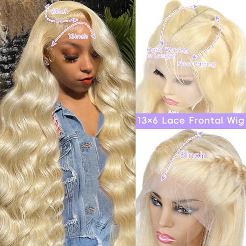 Blonde Wig Human Hair 613 13x6 Lace Front Wig Human Hair 200% Density Blonde Lace Front Wigs Pre Plucked With Baby Hair Body Wave 613 HD Lace Frontal Wigs 36 Inch