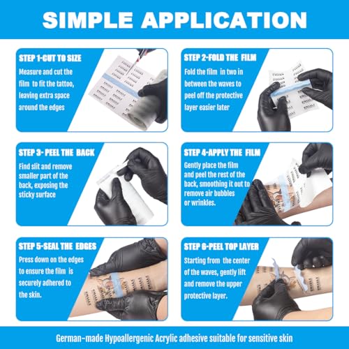 Emalla GRECE Tattoo Aftercare Bandage, Waterproof Second Skin Tattoo Cover Up Tape Patch 6" x 11 Yards Roll Flexible Tattoo Bandage for Healing Skin 0.02mm Tattoo Protection Film Tattoo Supplies