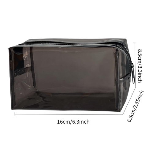 ONEART Portable Clear Cosmetic Bags Black, PVC Waterproof Makeup Bag,Travel Storage Toiletry Bag for Women,Storage Wash Bag with Zipper