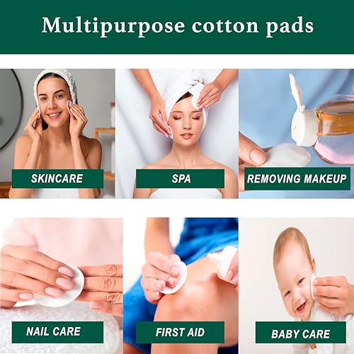 Premium 100% cotton pads, 200 rounds - Skincare, Baby, Cleansing, Gentle & soft, Hypoallergenic, Extra absorbent & Lint free.