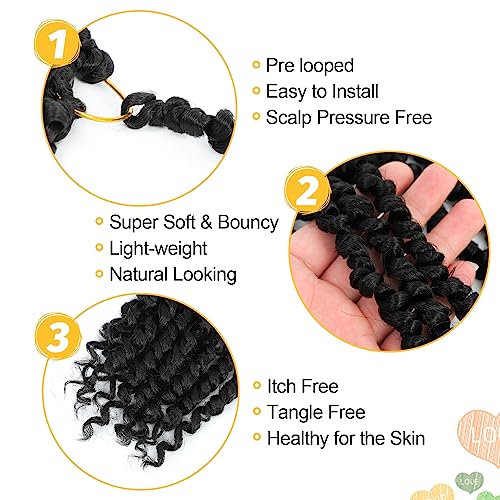 Passion Twist Hair 14 Inch 8 Packs, Pre Twisted Passion Twist Crochet Hair For Black Women, Pre Looped Passion Twist Curly Crochet Hair, Short Crochet Passion Twist Hair (14 Inch (Pack of 8), 1B#)