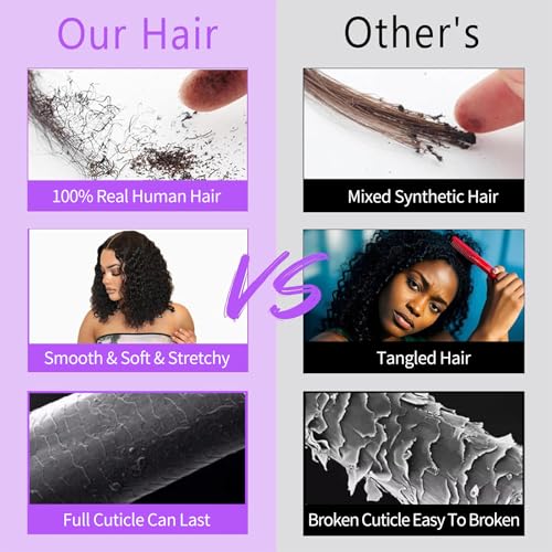 Curly Bundles Human Hair Kinky Curly Human Hair Bundles 100% Unprocessed Brazilian Virgin Hair Quick Weave Extensions for Women Natural Black 18 20 22 Inch