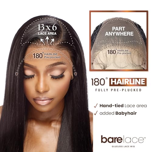 Sensationnel Bare Lace 13X6 Wigs - Unit 3 Lacefrontal Glueless Synthetic 180 Degree Preplucked Hairline (1B OFFBLACK)