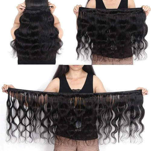 Human Hair Bundles Body Wave 22 24 26 28 Inch Brazilian 12A 100% Virgin Double Weft Quick Weave for Women, Black Color, 400g