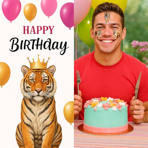 96PCS Tiger Temporary Tattoos for Kids ? Jungle Animal Theme Birthday Party Favors, Cute Wild Cat Stickers for Boys Girls, Classroom Gifts, Decorations, Prizes, and Rewards