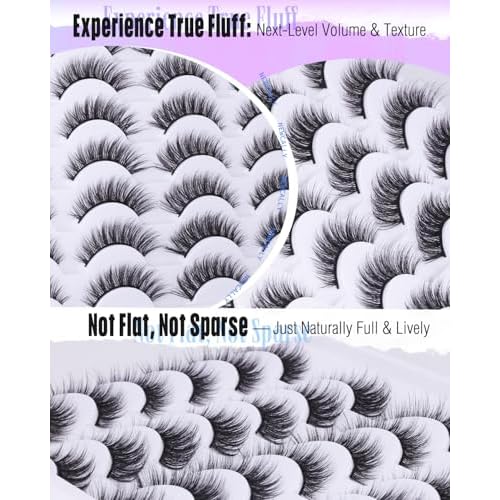 Newcally Lashes False Eyelashes Cat Eyes Wispy Natural Faux Mink Lashes 14 Pairs Pack Light Volume Short Fake Eye Lashes Multipack