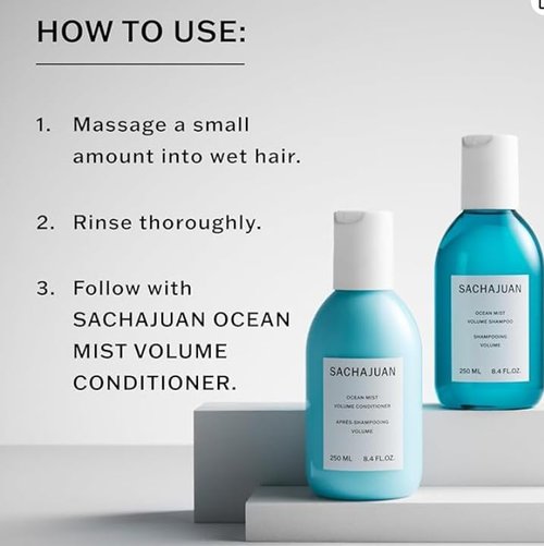 SACHAJUAN Ocean Mist Volume Shampoo and Conditioner Set | Ocean Silk Technology & Vegetable Proteins for Volume, Structure & Body | Lightweight Hydration | Vegan & Paraben-Free | Set of 2 (3.4 oz)
