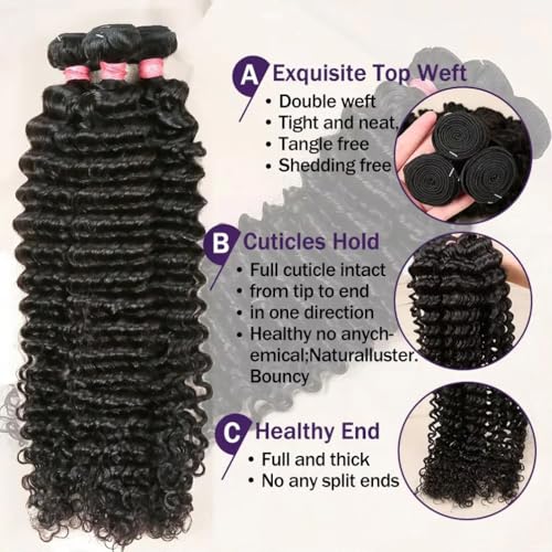 Human Hair Bundles Water Wave Brazilian Virgin £¨20 22 24 26£©12A Grade 100% Unprocessed Human Hair Extensions Water Curly Wave 4 Bundles Deals Double Weft Human Hair Natural Color for Black Women