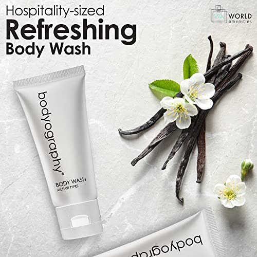World Amenities - Bodyography blanc- Bulk Body Wash | 300 Count, 1.4oz | Vanilla White Tea, Mini Travel Size Toiletries (100% Recyclable Tube with Flip Top Cap) Hotel Amenities.