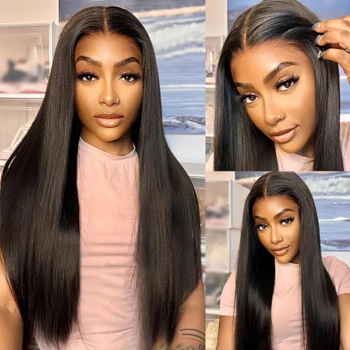 ISEE Straight Lace Front Wigs Human Hair 13x6 HD Lace Frontal Glueless Wigs for Women 180% Density Pre Plucked Pre-cut Lace Natural Hairline 20 Inch