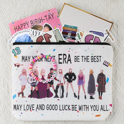 Singers Merch Makeup Bag, Music Loves Gifts Set Including 1 Makeup Bag, 1 Bracelets 1 Card 50Pcs Stickers, 8 Temporary Tattoos, Best Gifts for Girls Women and Music Fans