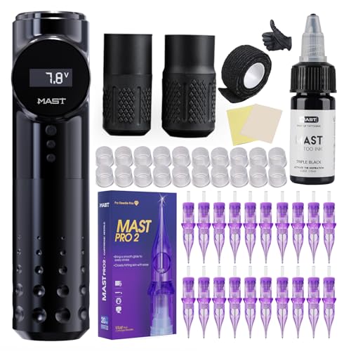 Mast Archer Tattoo Kit Wireless Rotary Tattoo Gun Pen Machine Kit Complete Tattoo Kit with Silicone Shoes Gift for Tattoo Studio Art