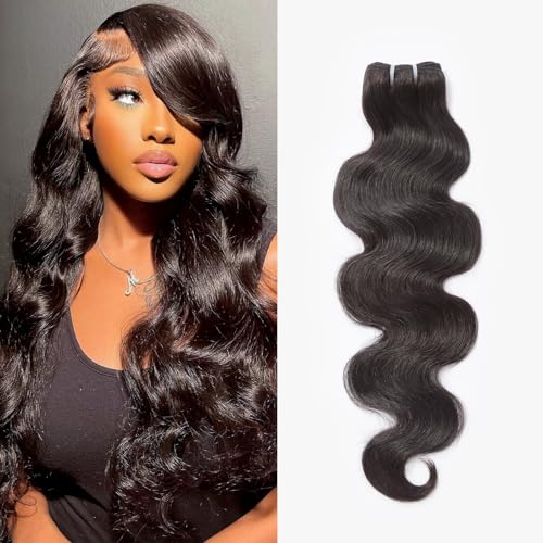 WEQUEEN Bundles Human Hair Body Wave 16A Brazilian Virgin Hair Bundles 20 Inch Thick Weave Natural Black