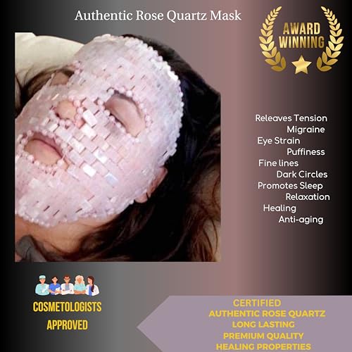 Rose Quartz Mask Full Face Mask Crystal Face Mask Crystal Eye Mask to reduce puffiness, promote relaxation, eye strain and many more. Spa Mask for face (Rose Quartz)