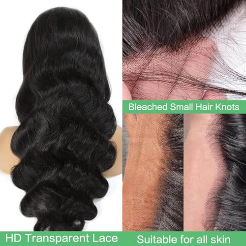13x6 Lace Front Wigs Human Hair 26 Inch Body Wave 180% Density Pre Plucked 13x6 HD Lace Frontal Wigs Human Hair Body Wave Glueless Lace Front Wigs for Women Natural Color