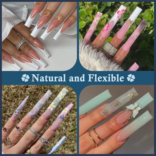 2XL Straight Square Nail Tips, No C Curve Gel Nail Tips Half Cover 240Pcs Extra Long Gel Tips Acrylic False Nail Tips Tapered Square Press On Nails For Nail Salons Home DIY 12 Sizes