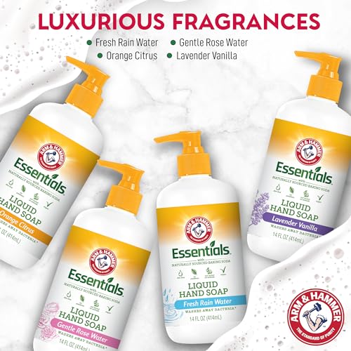 Arm & Hammer Liquid Hand Soap for Skin Cleaning - Cleanser for Kitchen & Bathroom with Gentle Rose Scent - Natural Hand Soap Cleanses, Softens 14 FL Oz (414ml)
