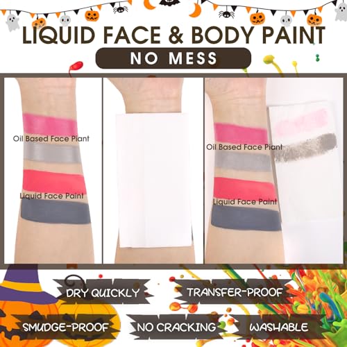 BOBISUKA White Face Body Paint Liquid Texture Washable Non Toxic Facepaint Fast Drying Foundation Makeup for Halloween Clown Skeleton Skull Cosplay SFX Costume Party Large Capacity(130ml)
