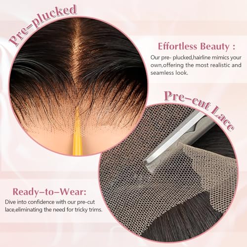 Glueless Wigs Human Hair Pre Plucked Pre Cut 5X5 Deep Wave Lace Front Wigs Human Hair for Women 24 Inch Hd Lace Frontal Natural Hairline Wear and Go 180% Density